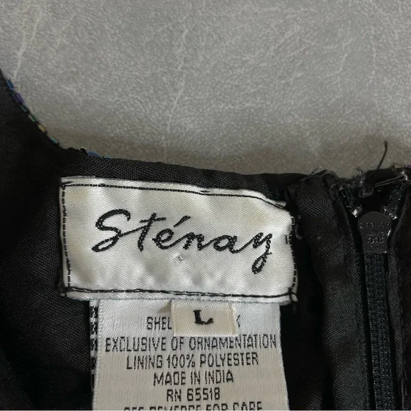 Vintage Stenay Black and Blue Beaded Silk Blouse - Picture 4 of 8